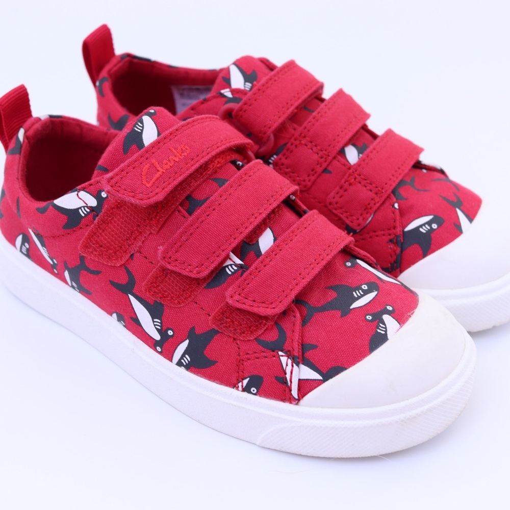 Clarks Boys' City Vibe K Trainers Red Sharks UK 11 USA 11.5W Like New